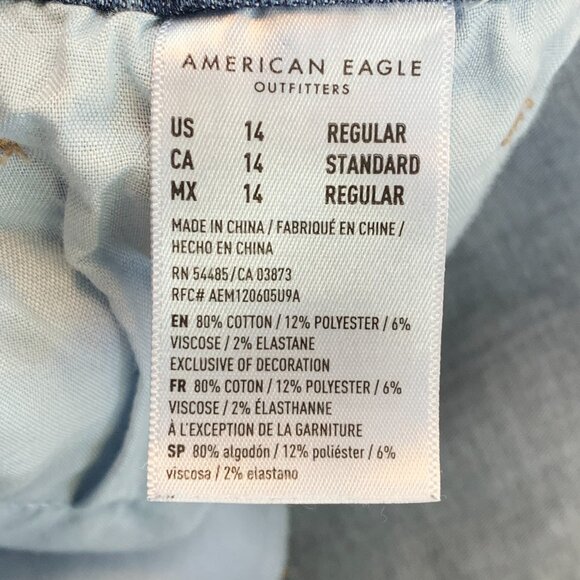 American Eagle Jeans sz 14 Hi Rise Skinny Kick Dark Wash Inseam 31" - Picture 11 of 13